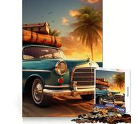 Rompecabezas de 1000 Piezas de un Coche clásico en la Playa para Adolescentes Fortalece el Cerebro Escape Tranquilo Encaja Perfectamente Feliz Navidad (38x52cm)