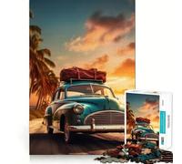 Rompecabezas de 1000 Piezas de un Coche clásico en la Playa para Adultos Recall Fun Play Ensamblaje Firme y Seguro Actividad Nocturna para Toda la Familia (50x75cm)