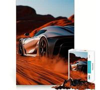 Rompecabezas de 1000 Piezas de un Coche Deportivo Koenigsegg Jesko Plateado en el Desierto para Adolescentes Juguete de lógica Mental para aliviar el estrés Diseño de Corte Firme Regalo Ideal