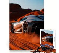 Rompecabezas de 1000 Piezas de un Coche Deportivo Koenigsegg Jesko Plateado en el Desierto para Adolescentes Juguete de lógica Mental para aliviar el estrés Diseño de Corte Firme Regalo Ideal