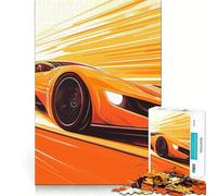 Rompecabezas de 1000 Piezas de un Coche Deportivo Naranja a Toda Velocidad para Adultos Mejora la Memoria y la diversión Bordes precisos Regalo de Temporada (38x26cm)