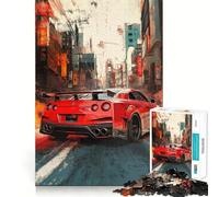 Rompecabezas de 1000 Piezas de un Coche Deportivo Rojo en la Ciudad para Adolescentes Juguete de razonamiento y Habilidad Divertido y Relajante Corte preciso Regalo Ideal (50x75cm)