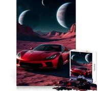 Rompecabezas de 1000 Piezas de un Coche Deportivo Rojo en un Planeta alienígena para Adolescentes Juguete de Tren lógico, silencioso y Divertido Corte Suave Un Regalo Encantador (38x52cm)