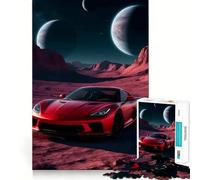 Rompecabezas de 1000 Piezas de un Coche Deportivo Rojo en un Planeta alienígena para Adolescentes Juguete de Tren lógico, silencioso y Divertido Corte Suave Un Regalo Encantador (38x52cm)