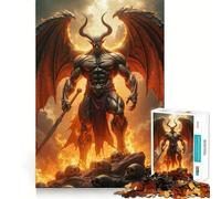 Rompecabezas de 1000 Piezas de un Demonio musculoso con alas y Espada para Adultos y Adolescentes Juguete de lógica Clara para Relajarse Corte Artículo de Santa Claus (50x75cm)