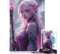 Rompecabezas de 1000 Piezas de un Elfo de Pelo Rosa con bastón para Adolescentes Juguete de lógica, Sencillo, Divertido, con Bordes Suaves y Elegante Regalo Ideal (38x52cm)