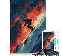 Rompecabezas de 1000 Piezas de un Esquiador Saltando en la montaña para Adolescentes Juguete antiestrés con Corte preciso Lista de Deseos de Papá Noel 50x75cm