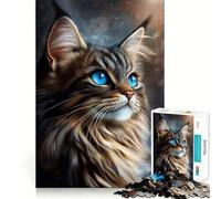 Rompecabezas de 1000 Piezas de un Gato del Bosque Noruego con Ojos Azules para Adultos Juguete de lógica para Fortalecer la imaginación Divertido y Elegante Regalo (38x26cm)