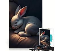 Rompecabezas de 1000 Piezas de un Lindo Conejo Blanco durmiendo para Adultos Recall Upgrade Stress Relief Tight Cut Santa Wish Pick 38x52cm