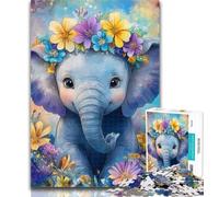 Rompecabezas de 1000 Piezas de un Lindo Elefante bebé para Adolescentes, 1000 Piezas, Juego desafiante y Familiar, Regalo de Amigo Secreto, 50x75cm