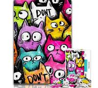 Rompecabezas de 1000 Piezas de un Lindo Gato Abstracto para Adolescentes y Adultos Alivia el estrés, es un desafío difícil, es una decoración única para el hogar y Regalos (50x75cm)