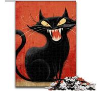 Rompecabezas de 1000 Piezas de un Lindo Gato Negro para Adultos y Adolescentes Juguetes educativos, Juegos antiestrés, Lista de Deseos con Papá Noel (tamaño 50x75cm)