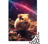 Rompecabezas de 1000 Piezas de un Lindo hámster en una Galaxia para Adultos y Adolescentes. Regalo de Nochebuena. 1000 Piezas (38 x 26 cm).