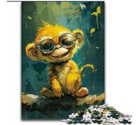 Rompecabezas de 1000 Piezas de un Lindo Mono Amarillo. Desafiante Rompecabezas de 26x38cm. Ideal para Adolescentes y coleccionistas, Regalo de Viaje y Actividad Familiar.