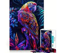 Rompecabezas de 1000 Piezas de un Loro neón en la Jungla para Adultos Juguete de lógica Resistente, antiestrés, con Bordes Transparentes Regalo Original (38x26cm)