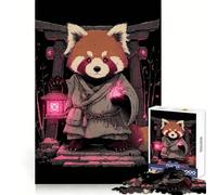 Rompecabezas de 1000 Piezas de un Monje Panda Rojo con Linterna para Adultos Juguete Inteligente y Divertido Bordes Lisos Decoración de Pared (38x26cm)