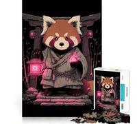 Rompecabezas de 1000 Piezas de un Monje Panda Rojo con Linterna para Adultos Juguete Inteligente y Divertido Bordes Lisos Decoración de Pared (50x75cm)