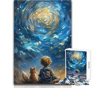 Rompecabezas de 1000 Piezas de un niño y un Zorro Mirando la Galaxia para Adolescentes Aprendizaje Consciente Juego Divertido Celebraciones alegres Tamaño 50x75cm