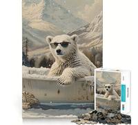 Rompecabezas de 1000 Piezas de un Oso Polar en una bañera para Adolescentes Juguete de lógica Mental Juego de Escape Relajante Arte de Bordes Finos Coleccionable (38x26cm)