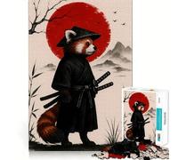 Rompecabezas de 1000 Piezas de un Panda Rojo samurái con Sol Rojo para Adolescentes Ideal para desarrollar la Memoria Fácil de Usar Bordes limpios Sorpresa navideña (38x26cm)
