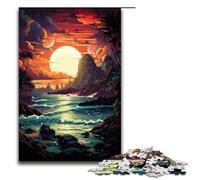 Rompecabezas de 1000 Piezas de un paraíso psicodélico costero Colorido para Adultos y niños Rompecabezas de Madera Juguete Educativo antiestrés (tamaño 75 x 50 cm)