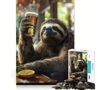Rompecabezas de 1000 Piezas de un Perezoso Bebiendo Cerveza para Adultos Juguete para Pensar, Calma, relajación, decoración de Pared con Corte Limpio 50x75cm