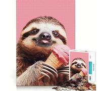 Rompecabezas de 1000 Piezas de un Perezoso Comiendo Helado para Adolescentes Juguete para Pensar con sabiduría Divertido y Tranquilo Diseño de Corte preciso 50x75cm