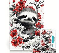 Rompecabezas de 1000 Piezas de un Perezoso con Flores de Cerezo para Adolescentes Juguete de lógica Clara, fácil de armar, Ocio y como Regalo de cumpleaños 38x26cm