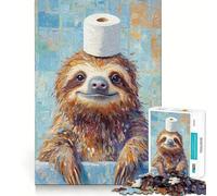 Rompecabezas de 1000 Piezas de un Perezoso con Papel higiénico en la Cabeza para Adolescentes Juguete de lógica Clara, fácil de Usar, Ocio y como Regalo de cumpleaños 50x75cm