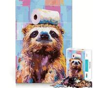 Rompecabezas de 1000 Piezas de un Perezoso con Papel higiénico en la Cabeza para Adolescentes Juguete de lógica sólida, Divertido y Relajante Corte de precisión Artículo de Santa Claus 38x52cm