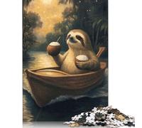 Rompecabezas de 1000 Piezas de Un Perezoso en un Barco con cócteles para Adolescentes, Rompecabezas de Madera para Adultos, Juego Educativo, Juguete de desafío, 1000 Piezas (75 x 50 cm)