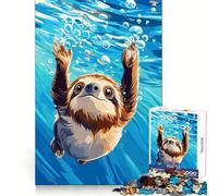 Rompecabezas de 1000 Piezas de un Perezoso Nadando bajo el Agua para Adolescentes Juguete antiestrés con Corte preciso Lista de Deseos de Papá Noel 50x75cm