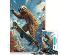 Rompecabezas de 1000 Piezas de un Perezoso patinando para Adolescentes Juego Inteligente para Pasar Tiempo en Familia Imagen para armar Obra de Arte 38x26cm