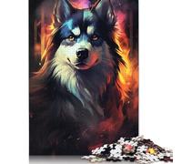Rompecabezas de 1000 Piezas de un Perro Husky de Colores para Adultos y Adolescentes. Rompecabezas para divertirse en Familia y Jugar en la Noche. 1000 Piezas (75 x 50 cm).