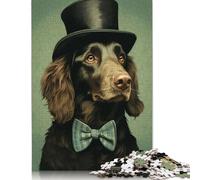 Rompecabezas de 1000 Piezas de un Perro Perdiguero de Sombrero para Adolescentes, Rompecabezas de Madera para Adultos, Rompecabezas de ingenio para Adultos, 1000 Piezas (75 x 50 cm)