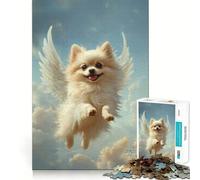 Rompecabezas de 1000 Piezas de un Pomerania con alas de ángel para Adolescentes Ideal para estimular la Memoria, para el hogar y para armar Un Regalo Encantador (50x75cm)