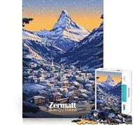 Rompecabezas de 1000 Piezas de un Pueblo de montaña de Zermatt,Suiza Diversión sin Rebabas Piezas de Corte Limpio Actividad Absorbente para Noches tranquilas (38x52cm)