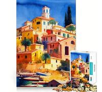 Rompecabezas de 1000 Piezas de un Pueblo mediterráneo,con uniones Finas,Divertido y Que Resuelve Problemas Juguete para un rato de Ocio y para Decorar en Navidad (50x75cm)
