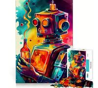 Rompecabezas de 1000 Piezas de un Robot Bebiendo Cerveza para Adolescentes Juguete para desarrollar la lógica y el Sentido común Pasatiempo Relajante Bordes Lisos Regalo de Primera Calidad (50x75cm)