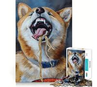Rompecabezas de 1000 Piezas de un Shiba Inu Comiendo Fideos para Adolescentes Juguete de lógica Clara, fácil de Usar, Tiempo Libre, Regalo de cumpleaños 38x52cm