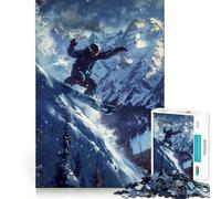 Rompecabezas de 1000 Piezas de un Snowboarder en la Cordillera para Adolescentes Juguete de lógica Fina, Divertido y Relajante Decoración de Pared con Bordes limpios (38x52cm)
