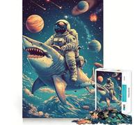 Rompecabezas de 1000 Piezas de un tiburón Astronauta Espacial para Adultos Regalo Ideal para quienes Buscan un Juego de lógica, un Entretenimiento Suave y un Detalle Encantador 38x52cm