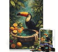 Rompecabezas de 1000 Piezas de un tucán con una Bebida de Naranja en la Jungla para Adultos Ejercicio Inteligente, distracción Suave, Bordes precisos, (38x52cm)