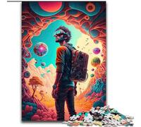 Rompecabezas de 1000 Piezas de un Viajero en el Tiempo psicodélico. Rompecabezas Imposible para Adultos,50x75cm. Relájate y desafía. Arte Colorido para decoración del hogar. Regalo Ideal para Amigos.