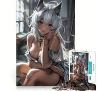 Rompecabezas de 1000 Piezas de una Adolescente con Figura de Zorro de Anime Blanca Juego de Memoria Mental Cierre Seguro sin Piezas Sueltas Ideal para Viajar Juego para ejercitar la Mente Regalo