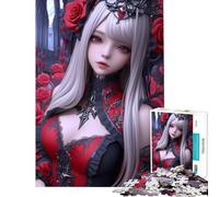 Rompecabezas de 1000 Piezas de una Adolescente con una Chica Anime Vestida de Rojo Difícil y desafiante Pero Divertido y con un Toque de Humor Ideal para Decorar la Pared Apto para Mayores de 14 años