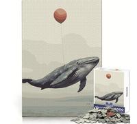 Rompecabezas de 1000 Piezas de una Ballena con Globo para Adolescentes Fomenta el Pensamiento Claro, estimula el Aprendizaje y Permite un Encaje Firme Un Bonito Regalo (38x52cm)