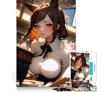 Rompecabezas de 1000 Piezas de una cafetería con temática de Chicas Anime,Ideal para Adolescentes,con diseño Que fomenta la concentración Mental,Bordes Lisos y Cortes de precisión