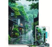 Rompecabezas de 1000 Piezas de una Calle Japonesa lluviosa para Adultos Juguete para la Mente Divertido y Tranquilo Piezas de colección de Arte con Corte preciso (38x52cm)