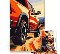Rompecabezas de 1000 Piezas de una camioneta roja Todoterreno para Adolescentes Juguete de lógica Mental Diseño Tranquilo y Firme Artículo de Santa Claus (38x26cm)